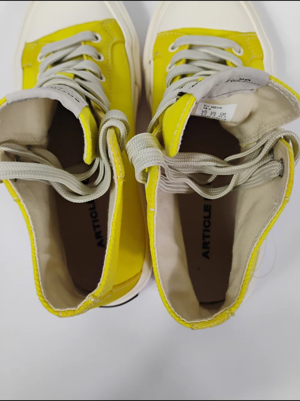 Bright Yellow High-Top Sneakers with Cream Soles
